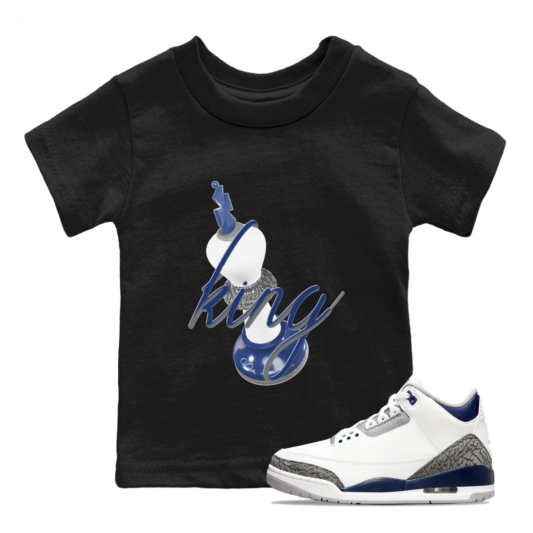 3D King snkmatch Tees Kids - Air Jordan 3 Midnight Navy 2023