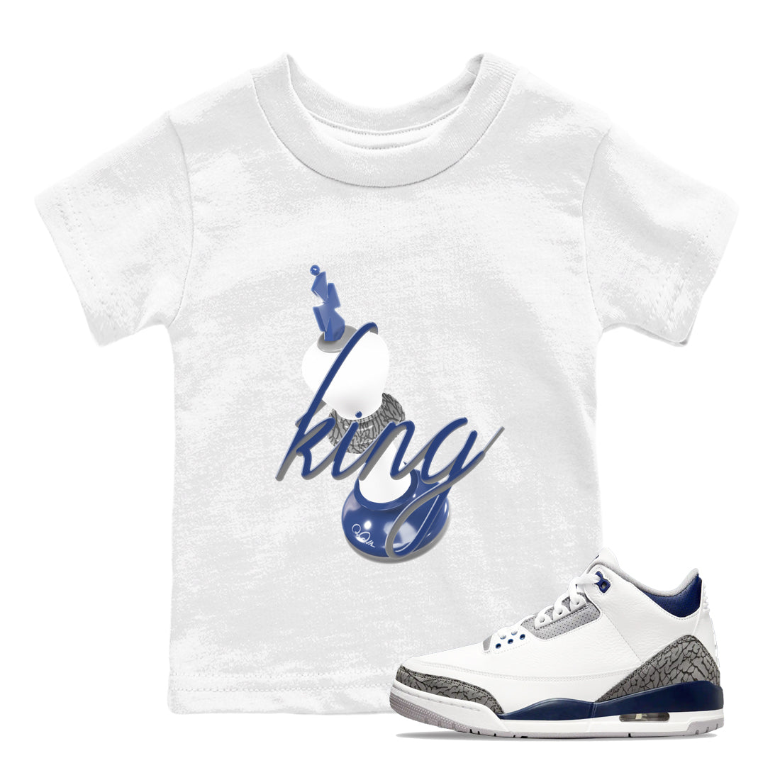 3D King snkmatch Tees Kids - Air Jordan 3 Midnight Navy 2023