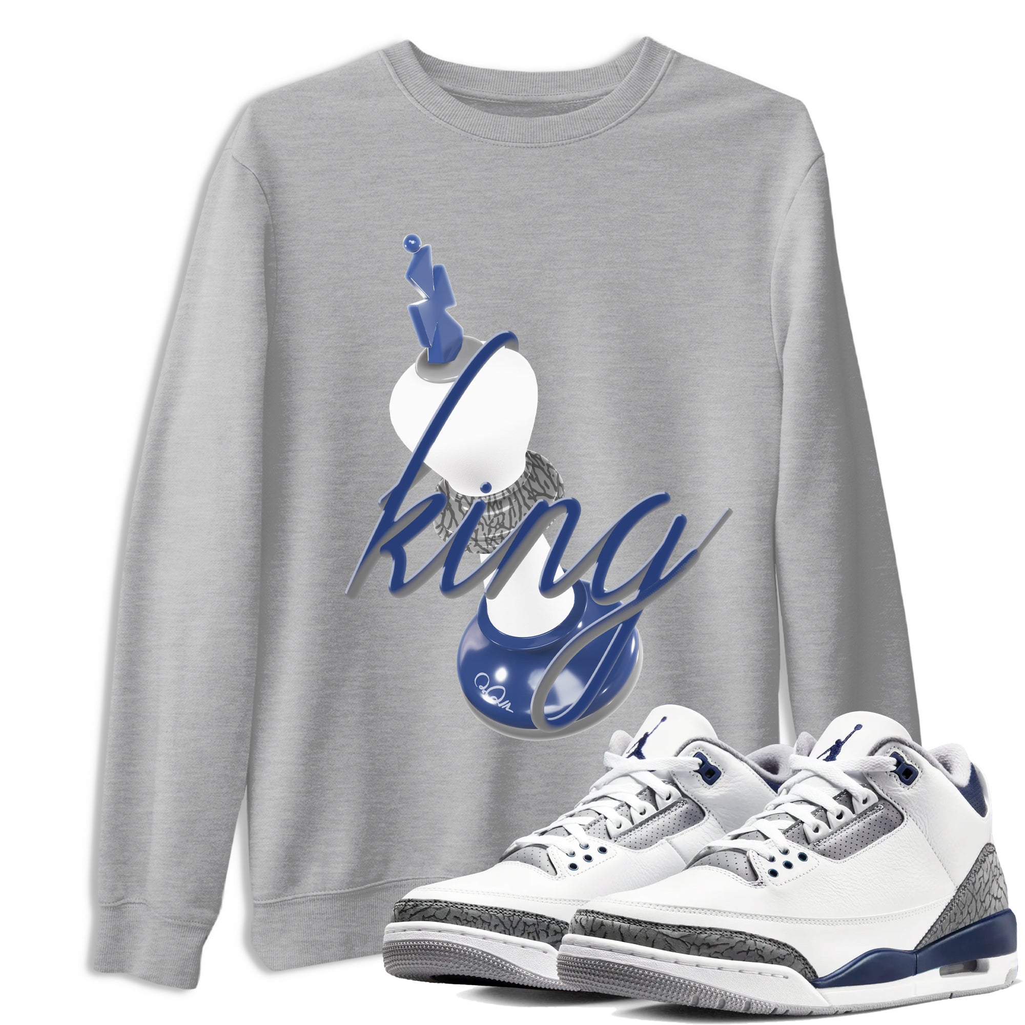3D King snkmatch Tees - Air Jordan 3 Midnight Navy 2023