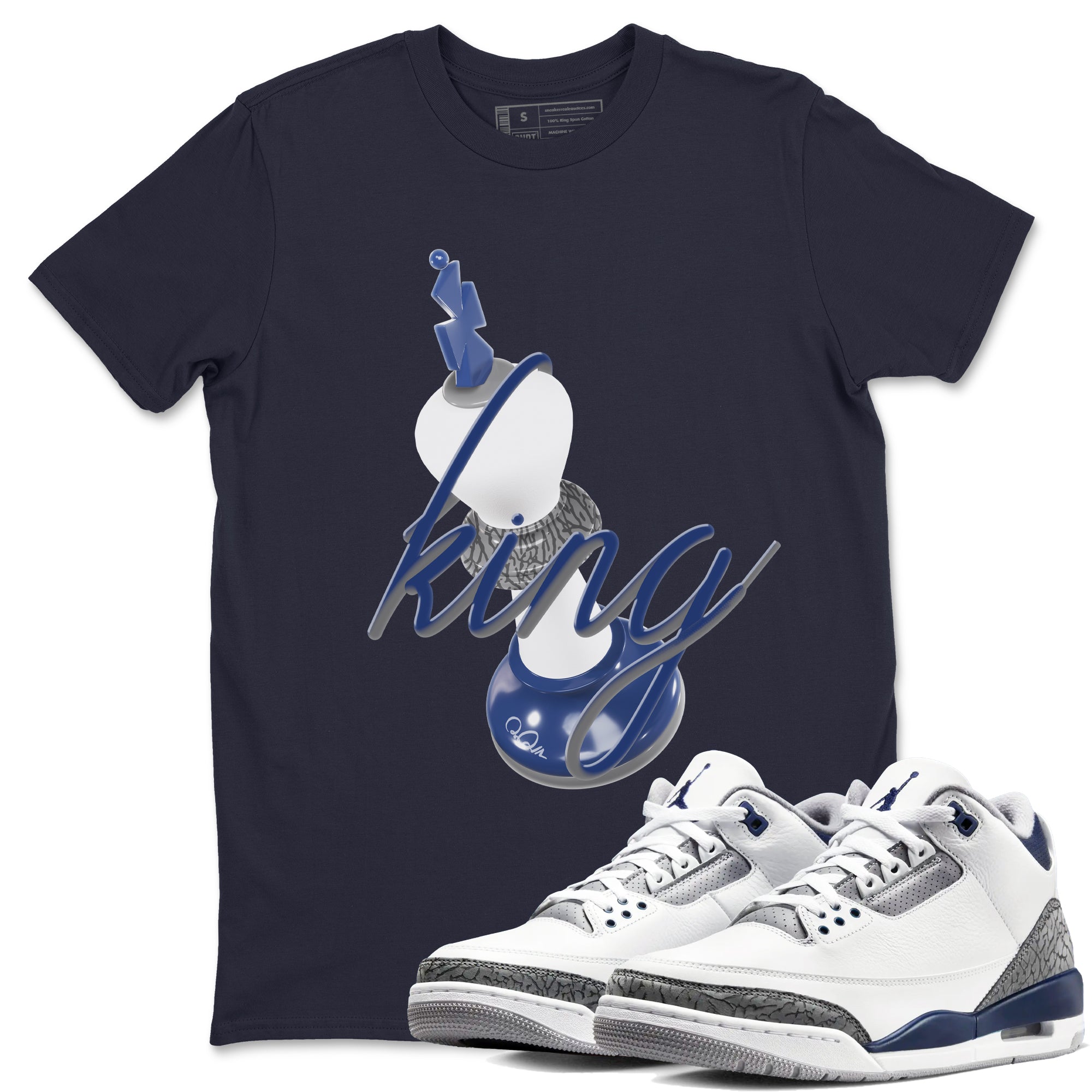 3D King snkmatch Tees - Air Jordan 3 Midnight Navy 2023