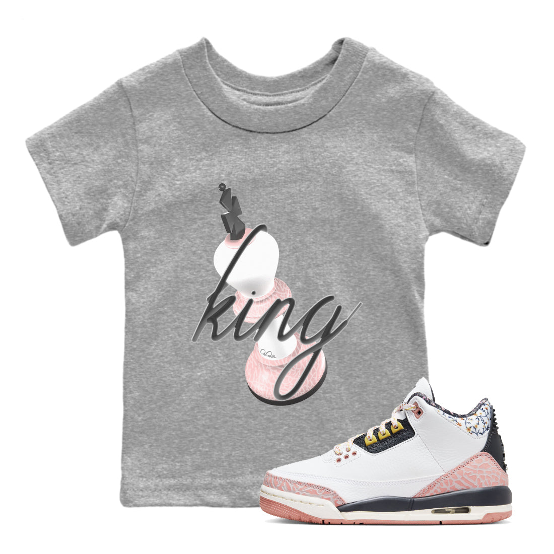 3D King snkmatch Tees Kids - Air Jordan 3 Vintage Floral