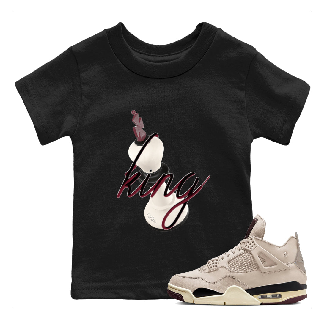 3D King snkmatch Tees Kids - Air Jordan 4 A Ma Maniere x Fossil Stone
