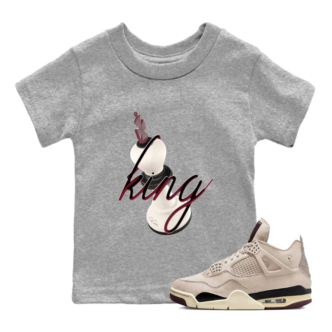 3D King snkmatch Tees Kids - Air Jordan 4 A Ma Maniere x Fossil Stone