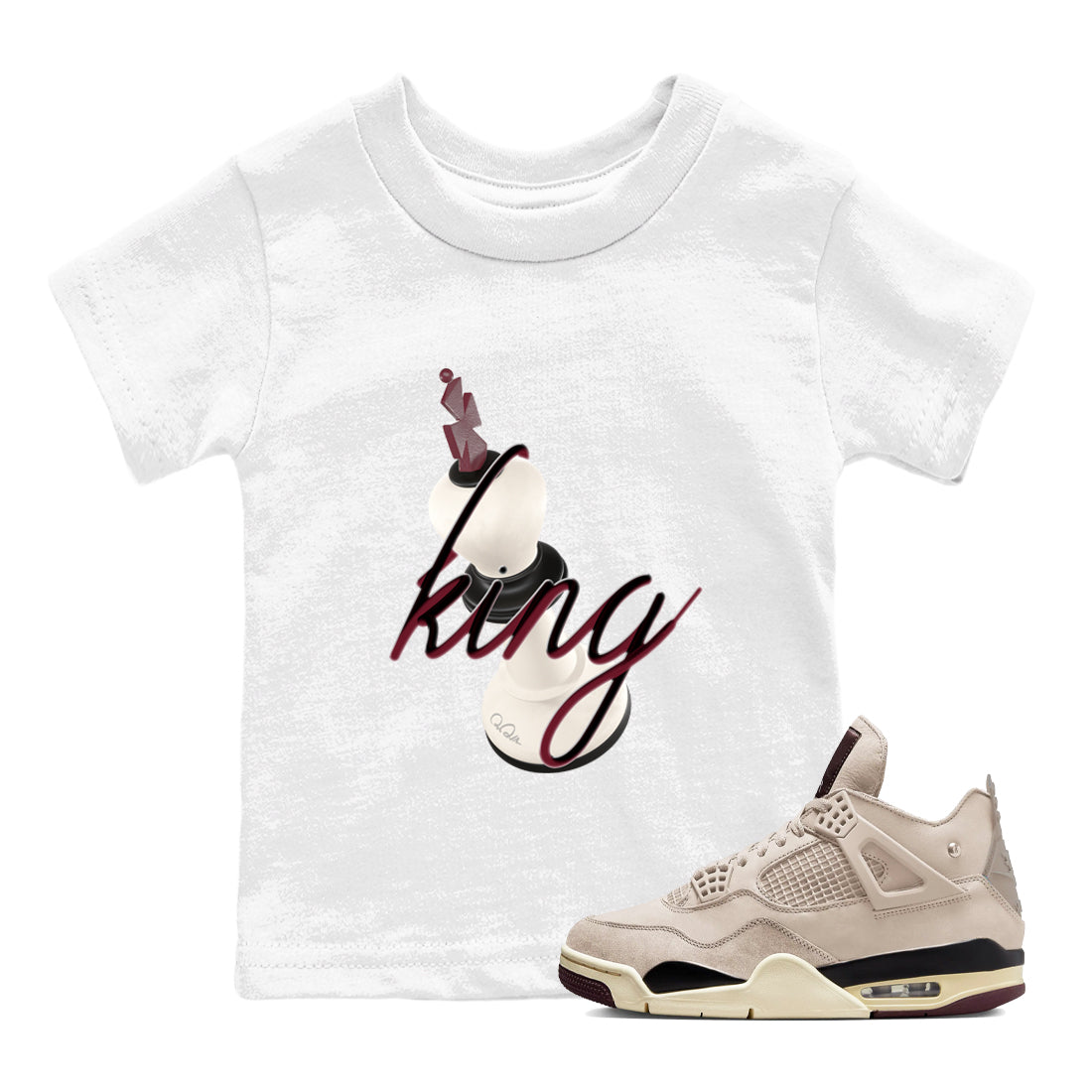 3D King snkmatch Tees Kids - Air Jordan 4 A Ma Maniere x Fossil Stone