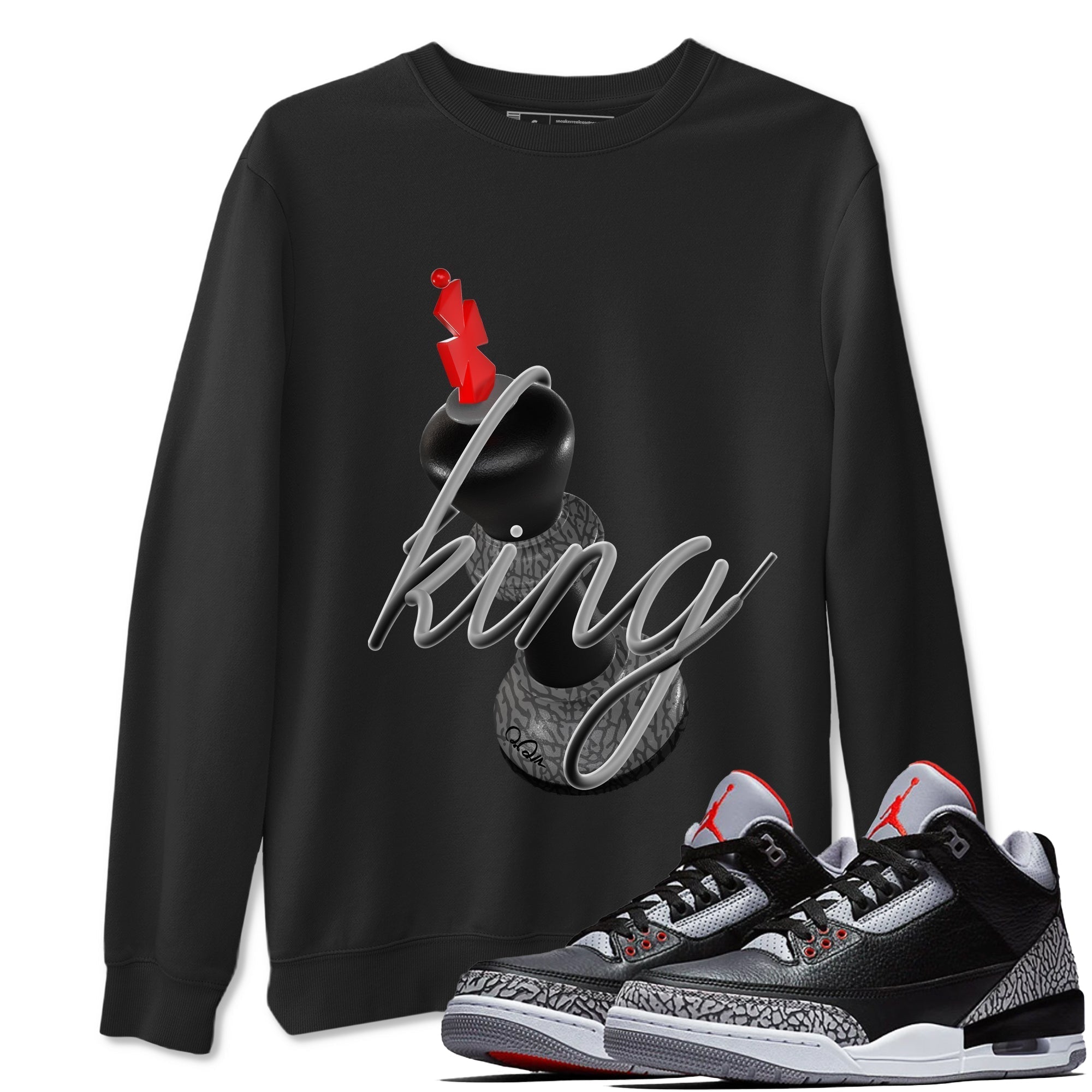 3D King snkmatch Tees - Air Jordan 3 Black Cement