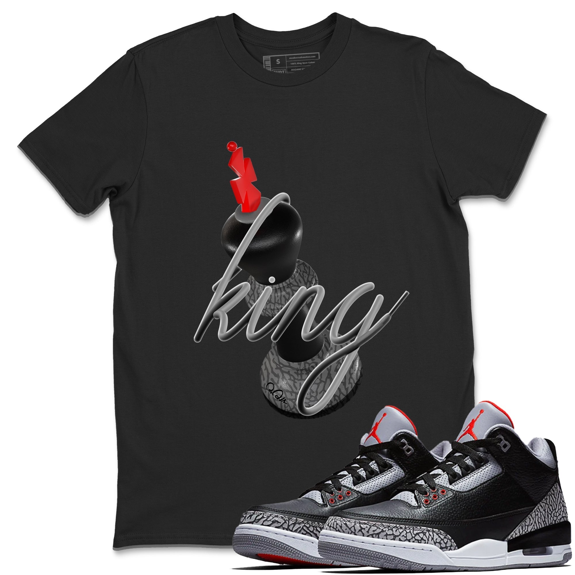 3D King snkmatch Tees - Air Jordan 3 Black Cement