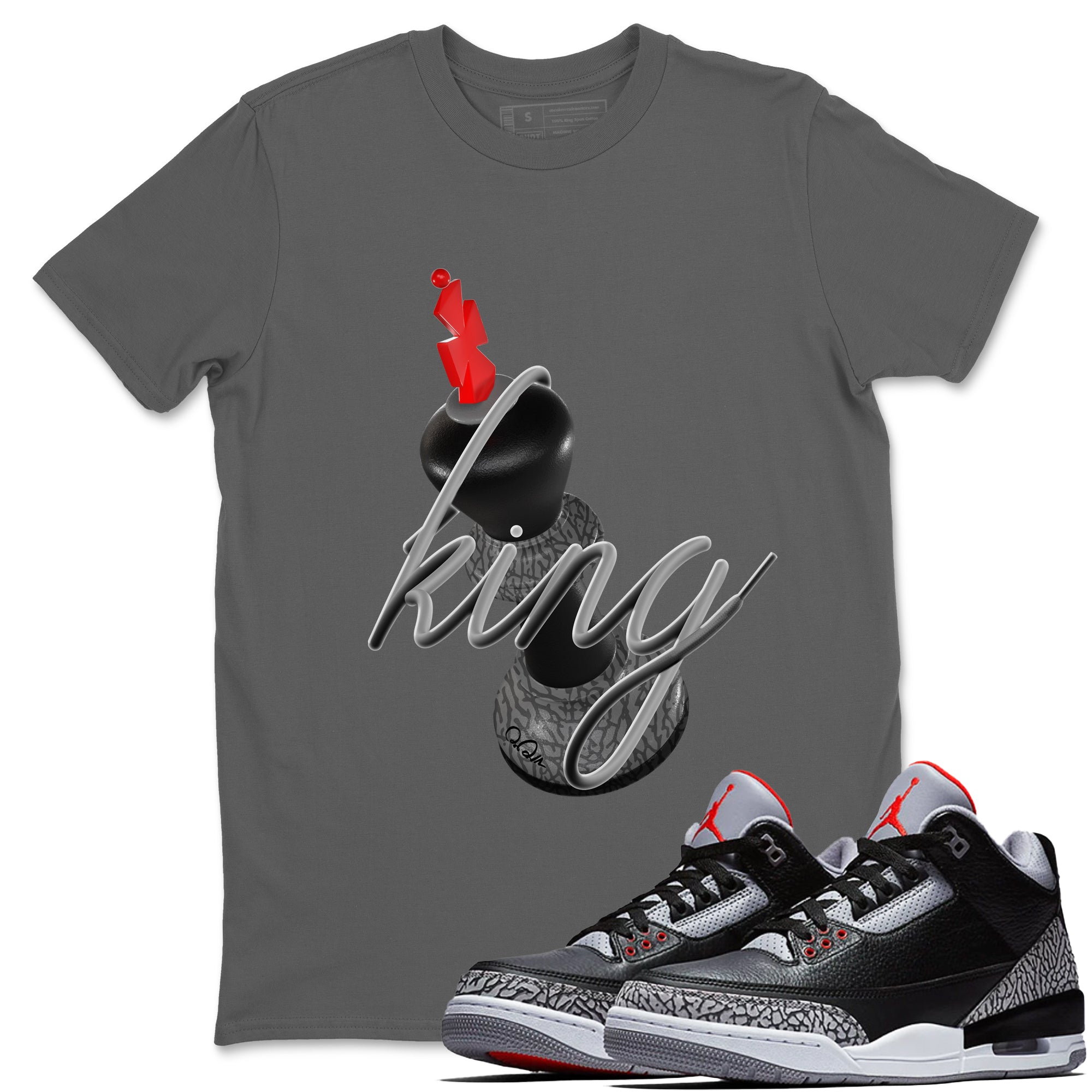 3D King snkmatch Tees - Air Jordan 3 Black Cement