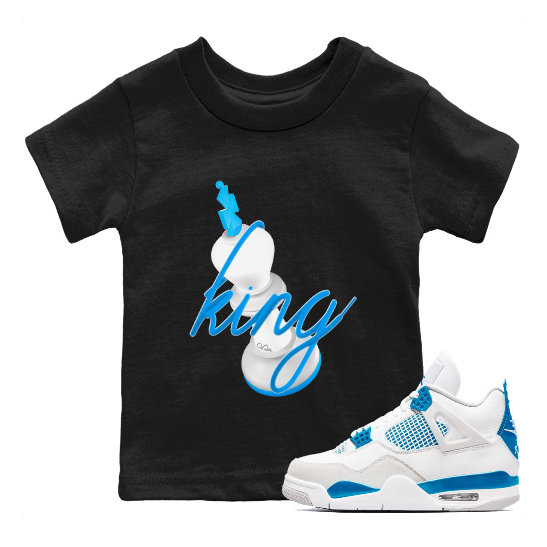 3D King snkmatch Tees Kids - Air Jordan 4 Military Blue