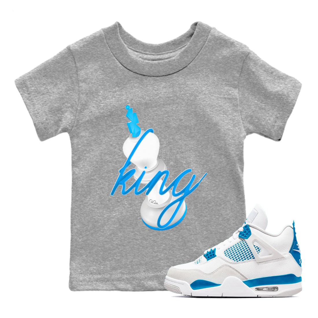 3D King snkmatch Tees Kids - Air Jordan 4 Military Blue