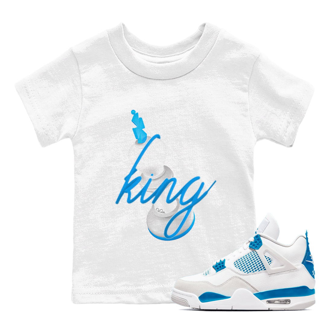 3D King snkmatch Tees Kids - Air Jordan 4 Military Blue