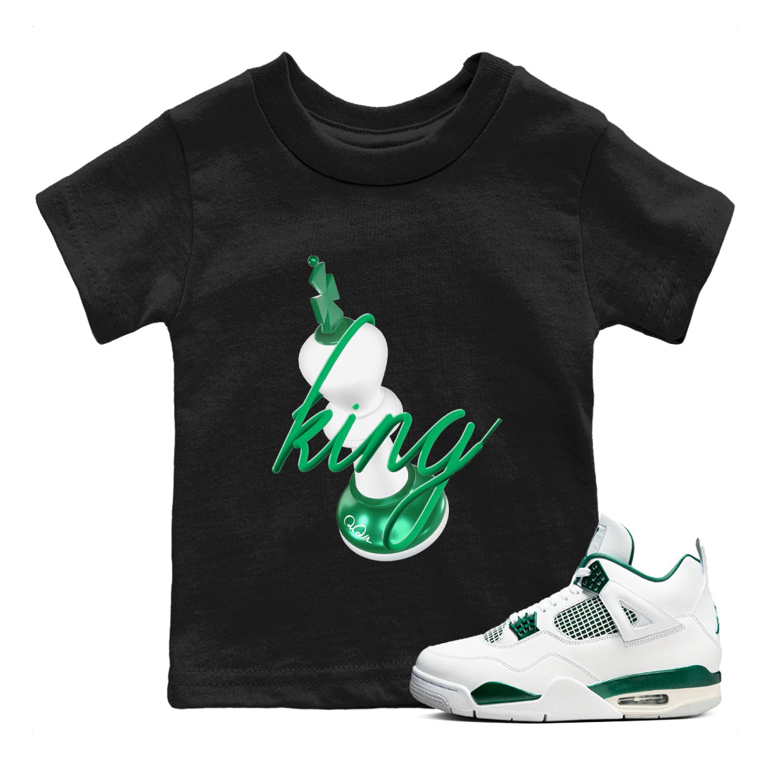 3D King snkmatch Tees Kids - Air Jordan 4 Oxidized Green