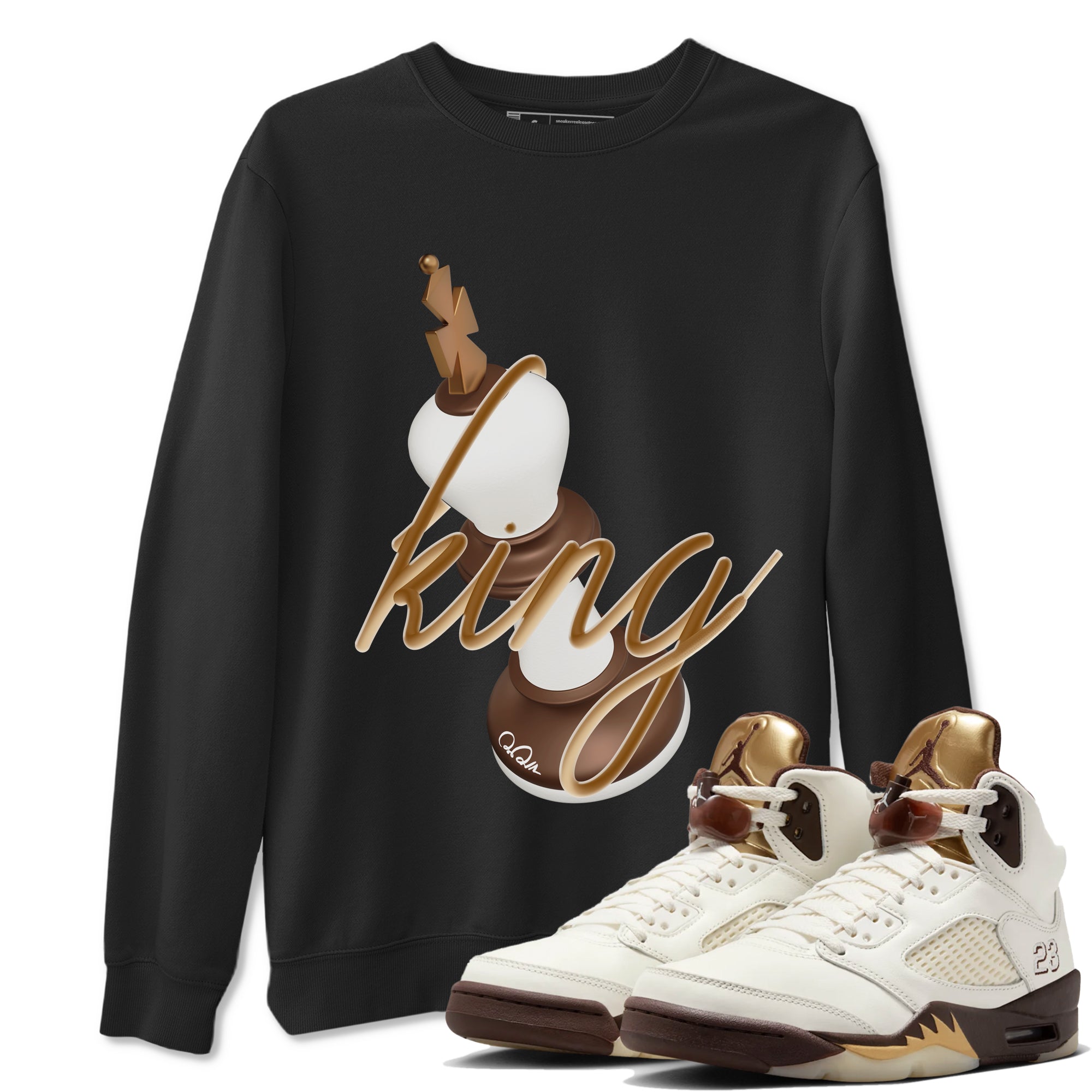 3D King snkmatch Tees - Air Jordan 5 Golden Ticket