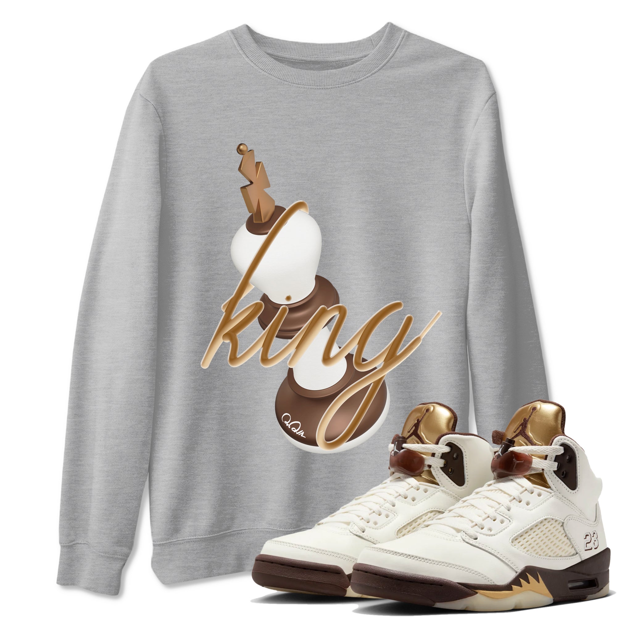 3D King snkmatch Tees - Air Jordan 5 Golden Ticket
