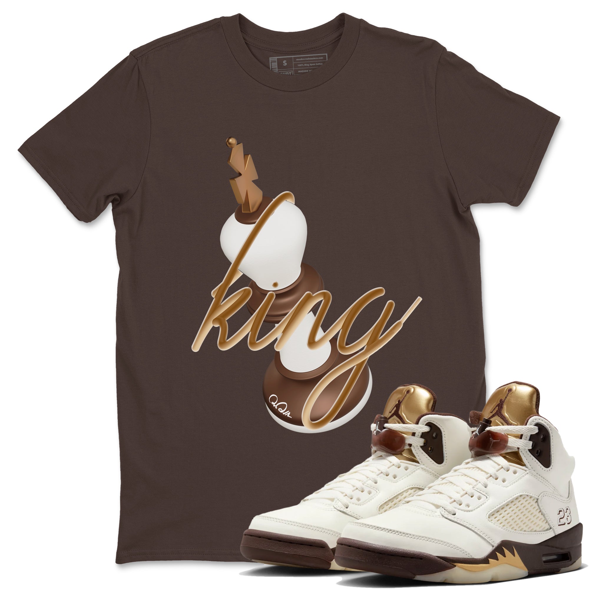 3D King snkmatch Tees - Air Jordan 5 Golden Ticket