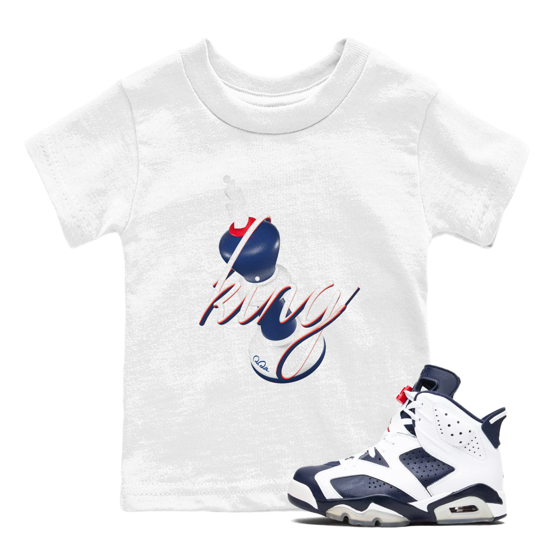 3D King snkmatch Tees Kids - Air Jordan 6 White And Midnight Navy