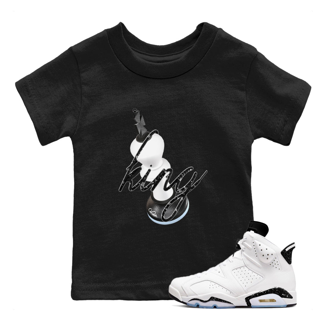 3D King snkmatch Tees Kids - Air Jordan 6 White Black