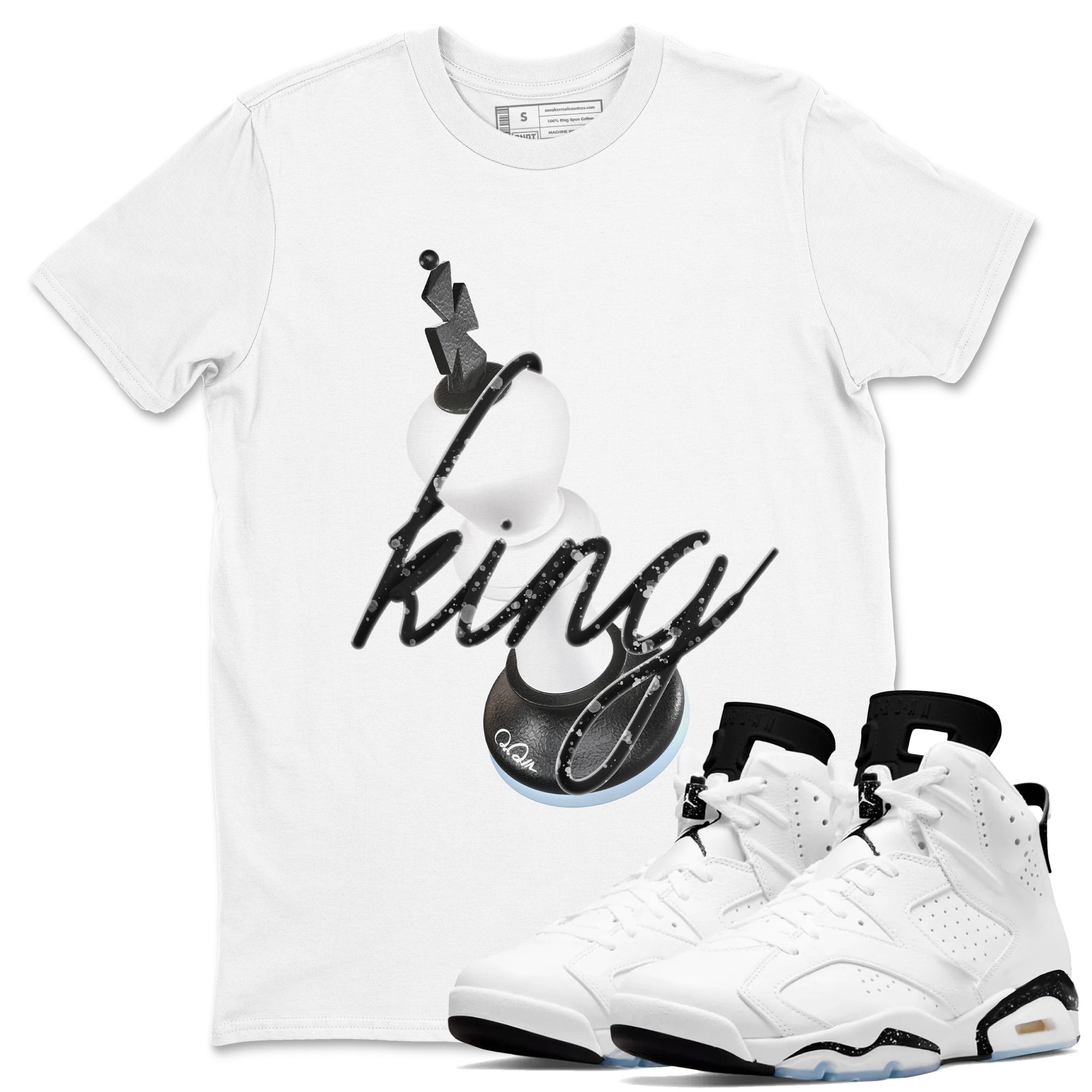 3D King snkmatch Tees - Air Jordan 6 White Black