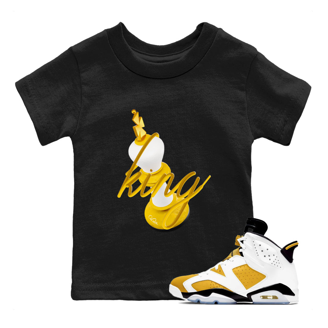 3D King snkmatch Tee Kids - Air Jordan 6 Yellow Ochre