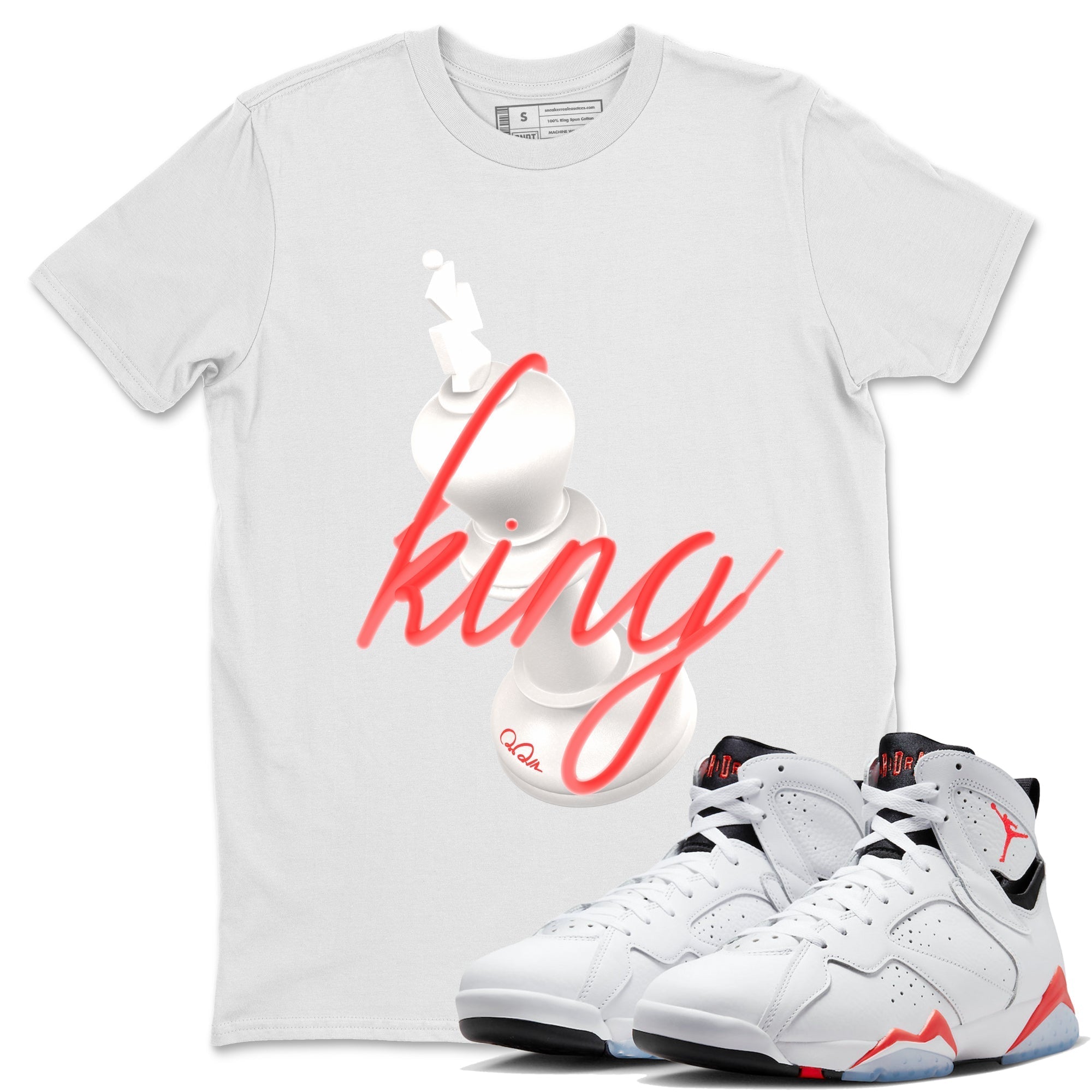 3D King Unisex Tops - Air Jordan 7 White Infrared