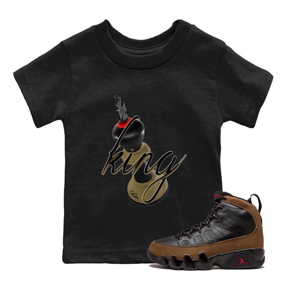 3D King snkmatch Tees Kids - Air Jordan 9 Olive