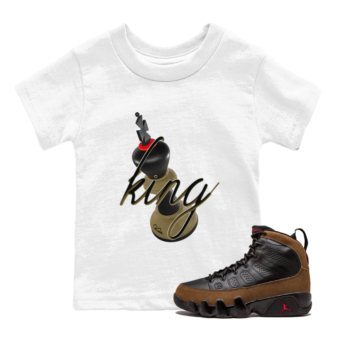 3D King snkmatch Tees Kids - Air Jordan 9 Olive