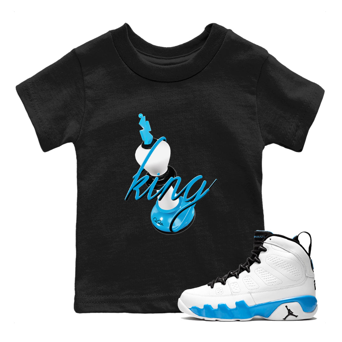 3D King snkmatch Tees Kids - Air Jordan 9 Powder Blue