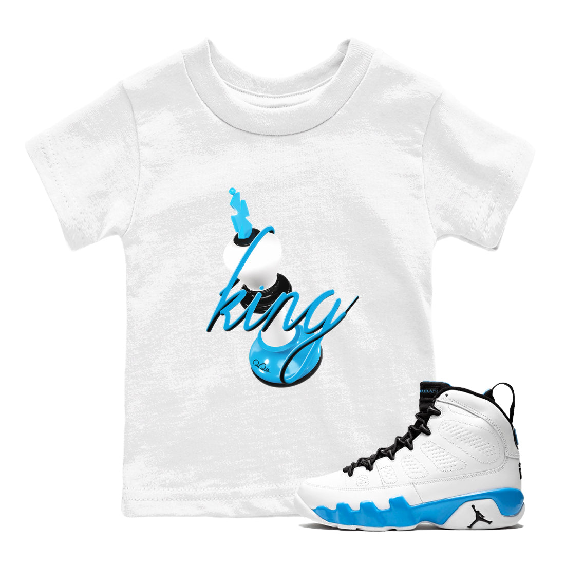 3D King snkmatch Tees Kids - Air Jordan 9 Powder Blue