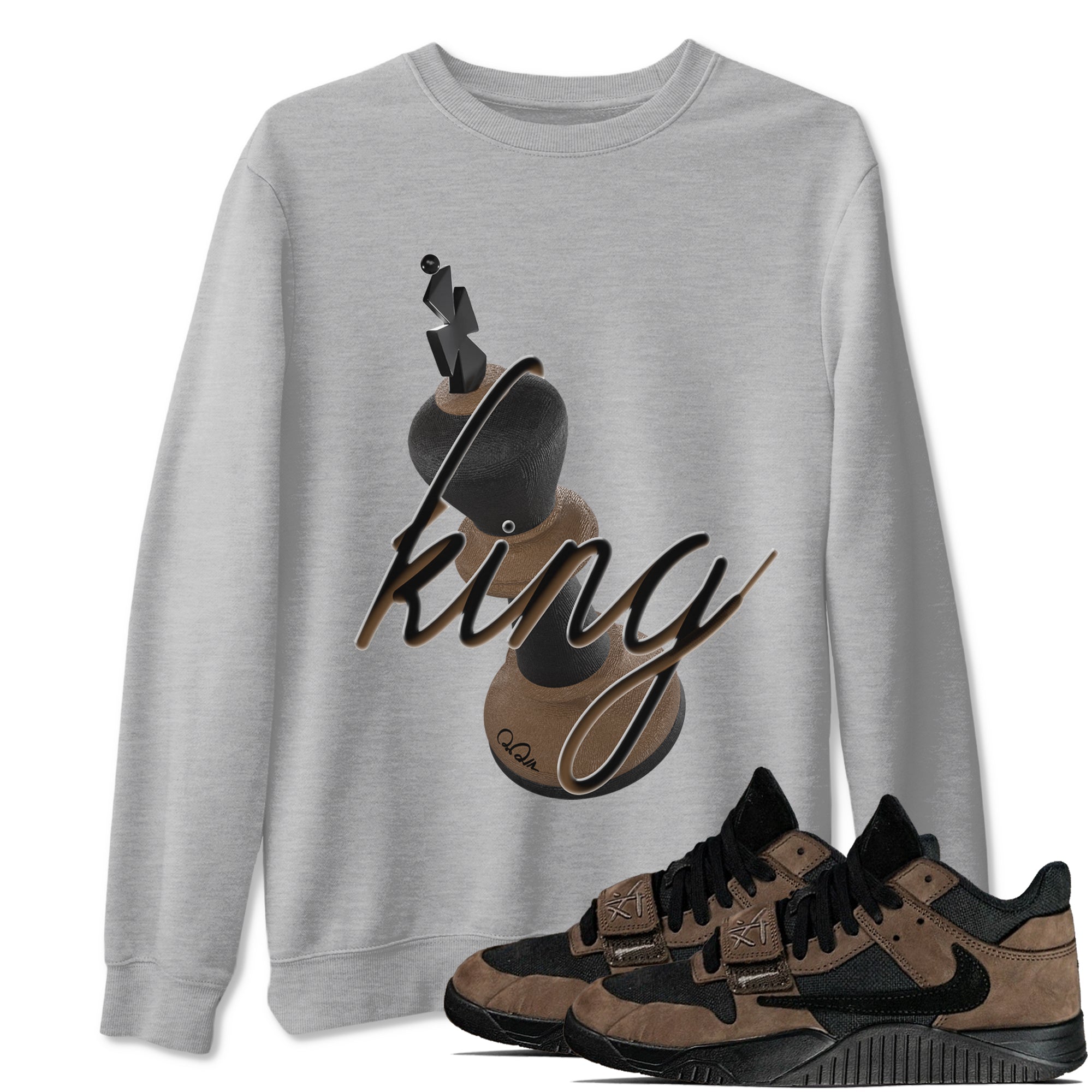 3D King snkmatch Tees - Jordan Jumpman Jack Travis Scott Dark Mocha