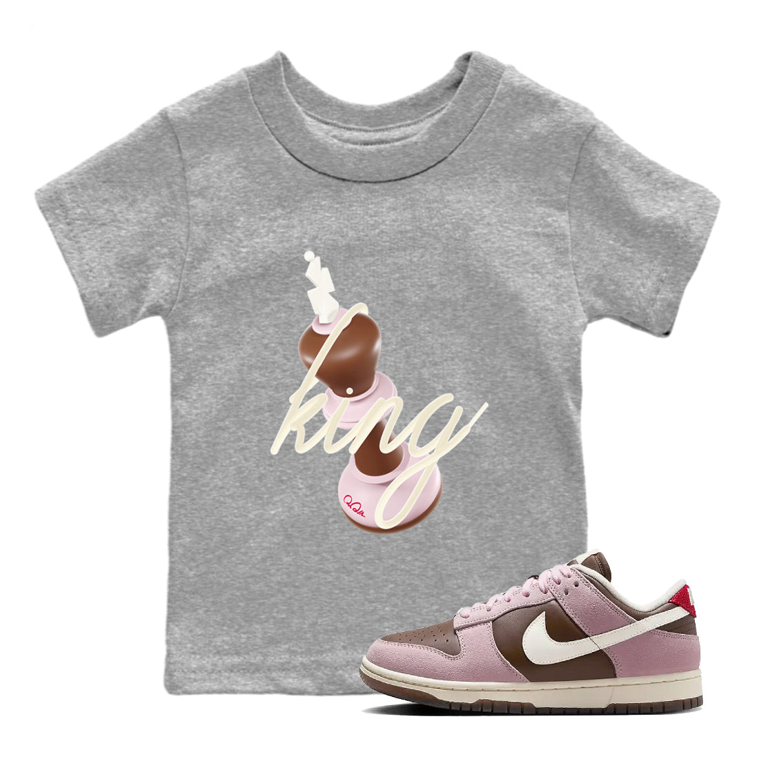 3D King snkmatch Tees Kids - Dunk Cacao Wow And Pink Foam