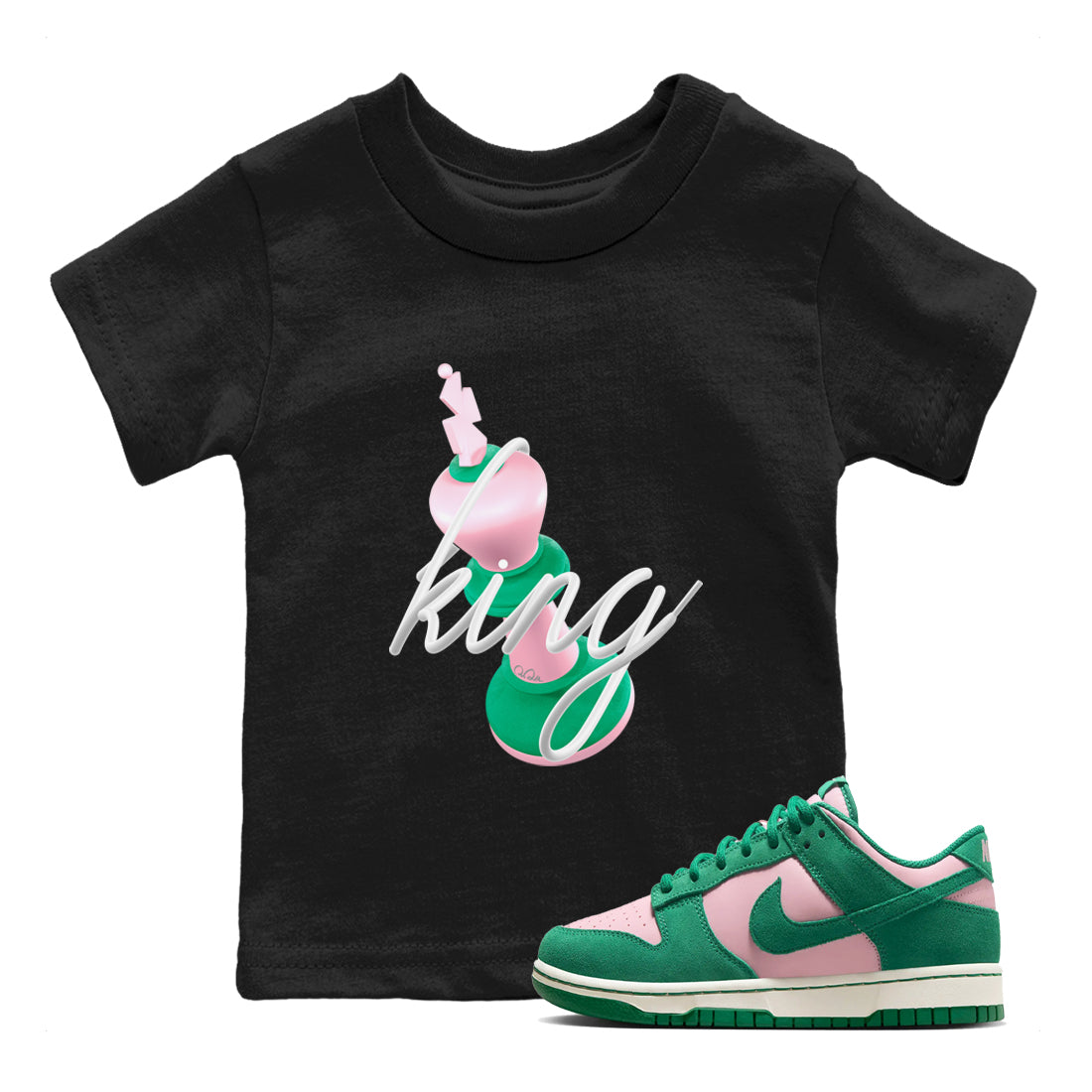 3D King snkmatch Tees Kids - Dunk Medium Soft Pink Malachite