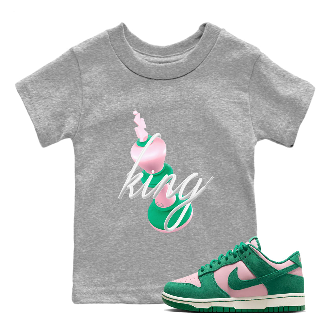 3D King snkmatch Tees Kids - Dunk Medium Soft Pink Malachite