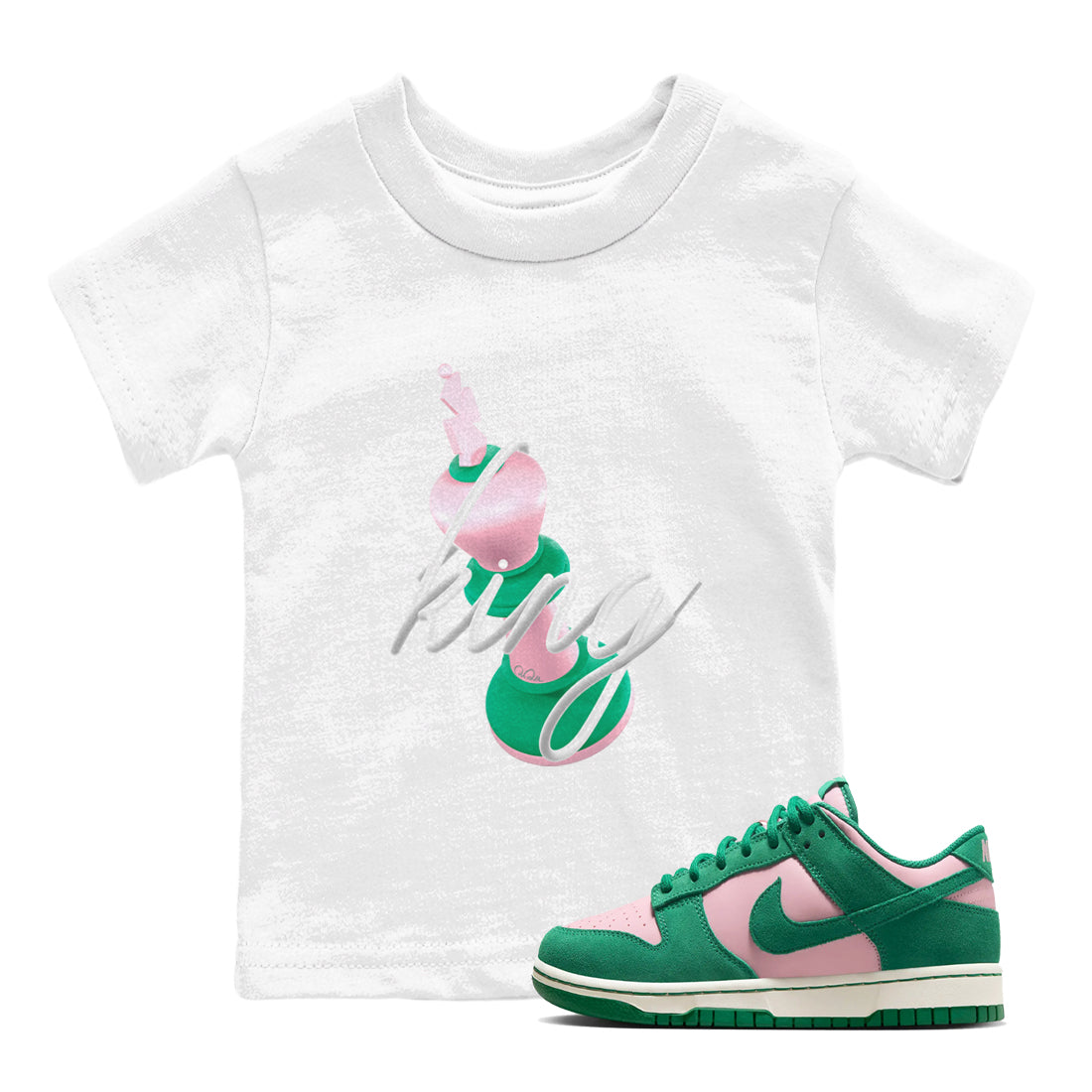 3D King snkmatch Tees Kids - Dunk Medium Soft Pink Malachite