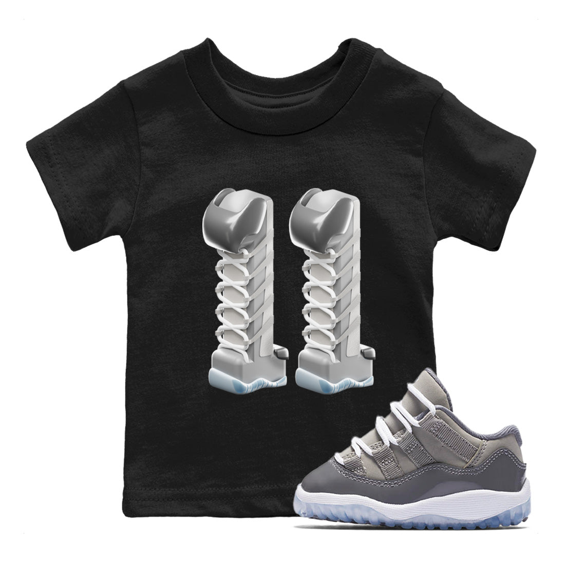 3D Number 11 Kids Tops - Air Jordan 11 Cool Grey