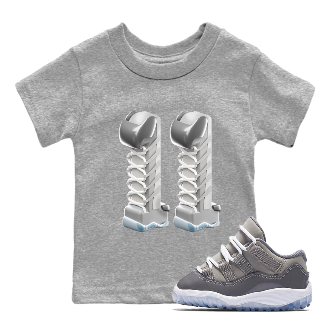 3D Number 11 Kids Tops - Air Jordan 11 Cool Grey