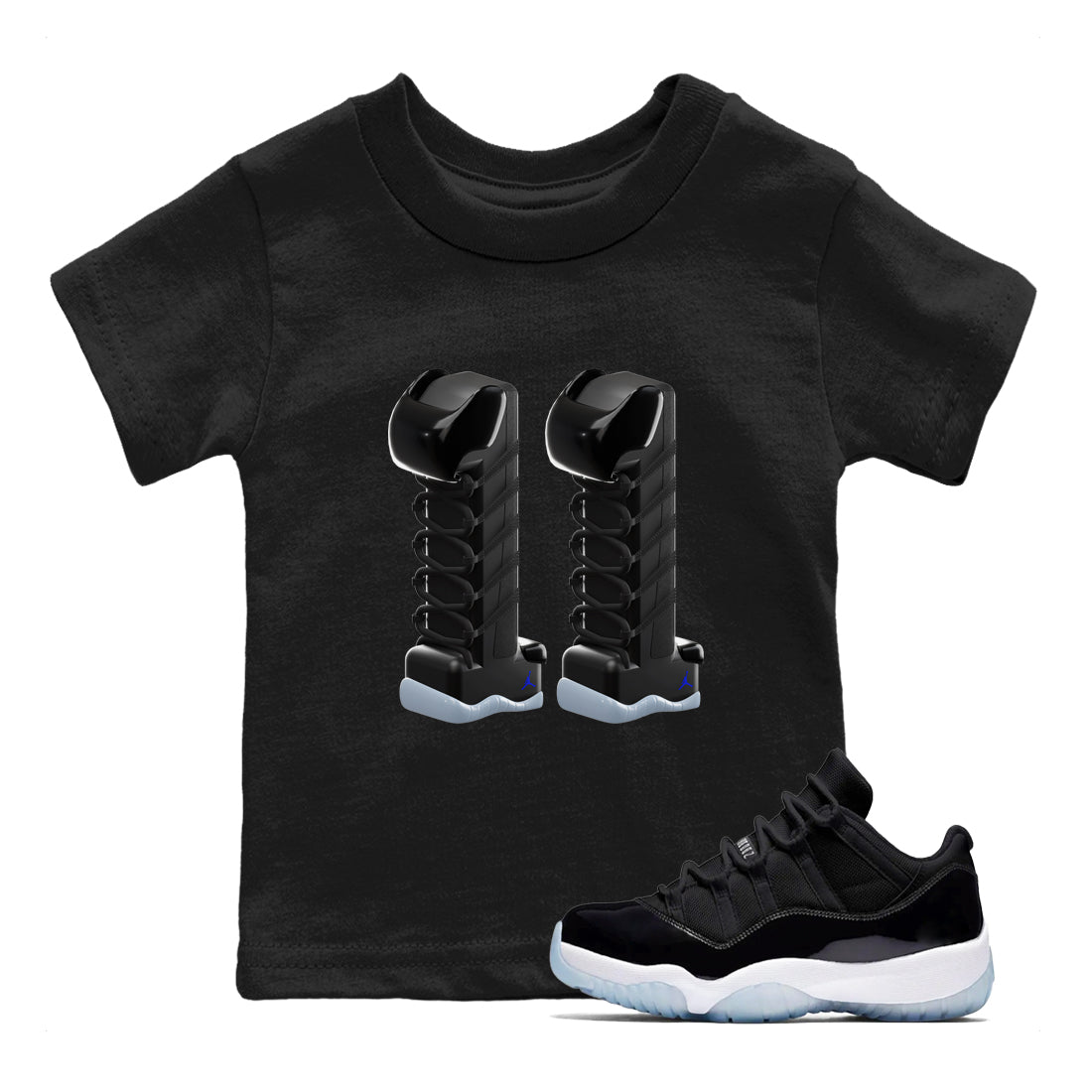3D Number 11 snkmatch Tee Kids - Air Jordan 11 Black and Varsity Royal