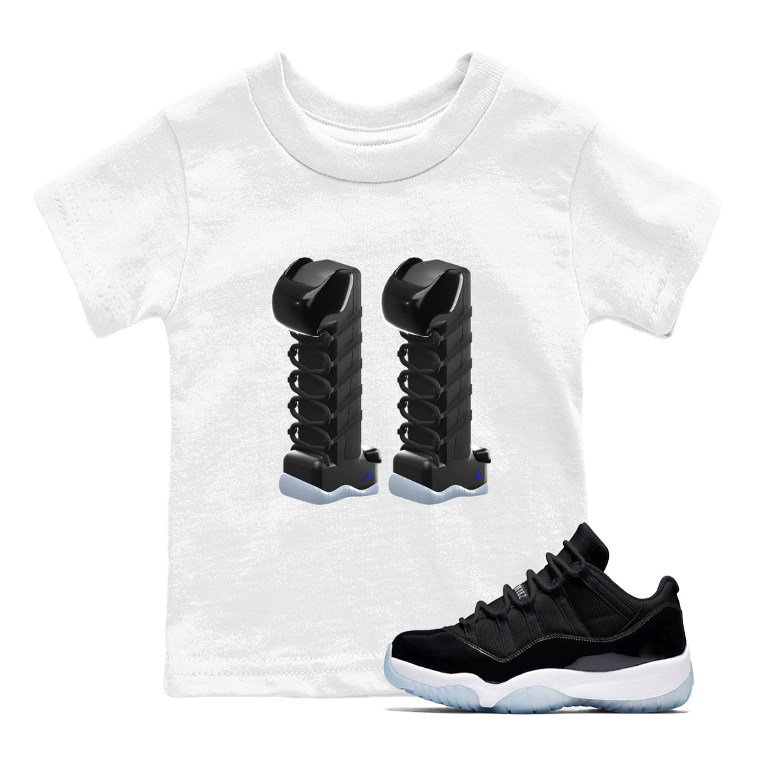 3D Number 11 snkmatch Tee Kids - Air Jordan 11 Black and Varsity Royal