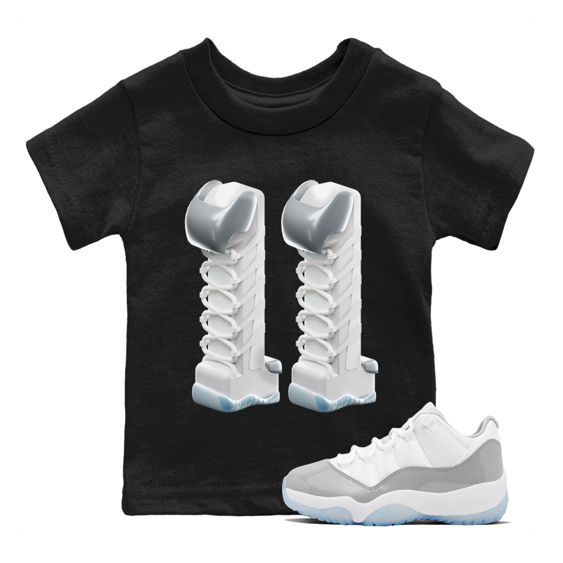 3D Number 11 Kids Tops - Air Jordan 11 White Cement