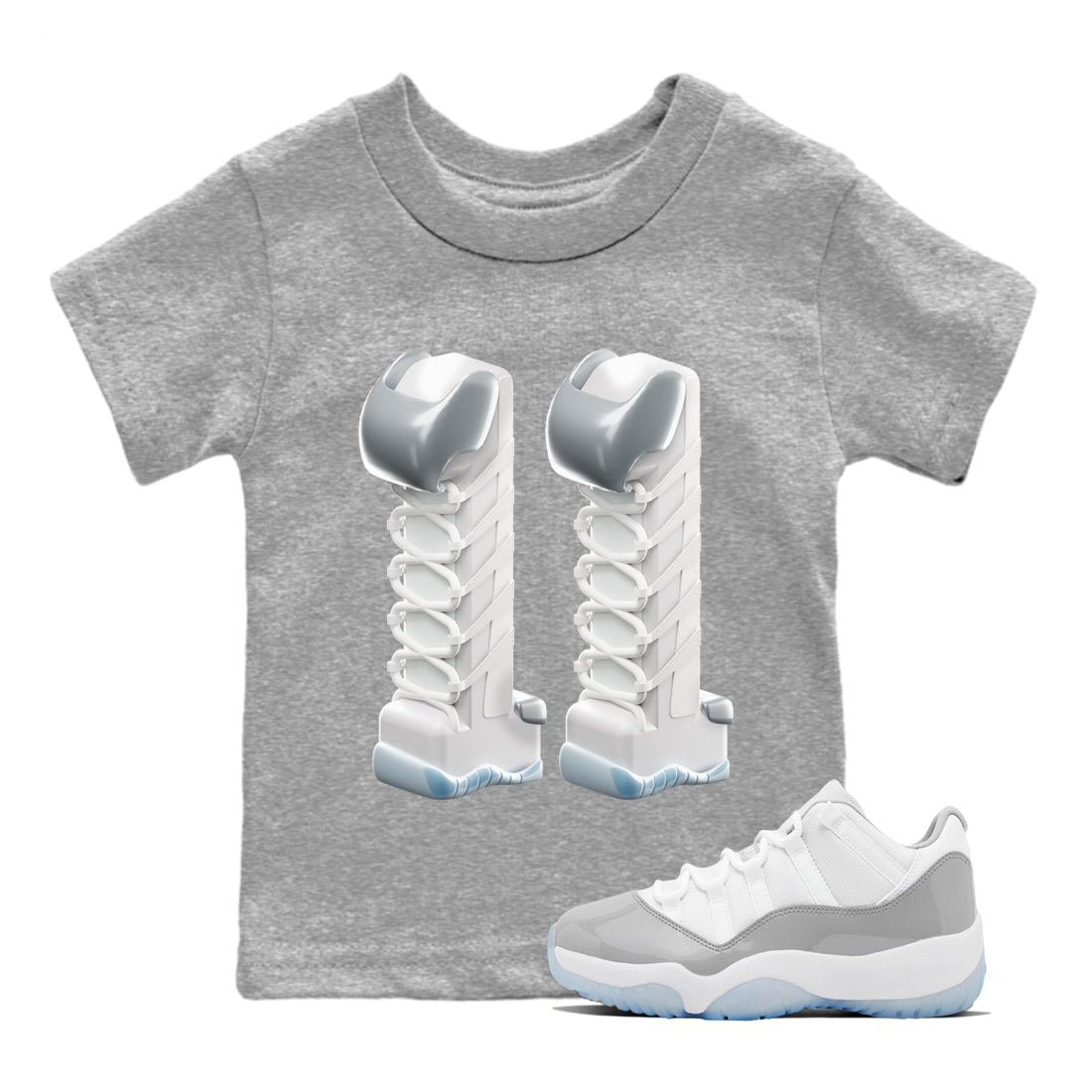 3D Number 11 Kids Tops - Air Jordan 11 White Cement