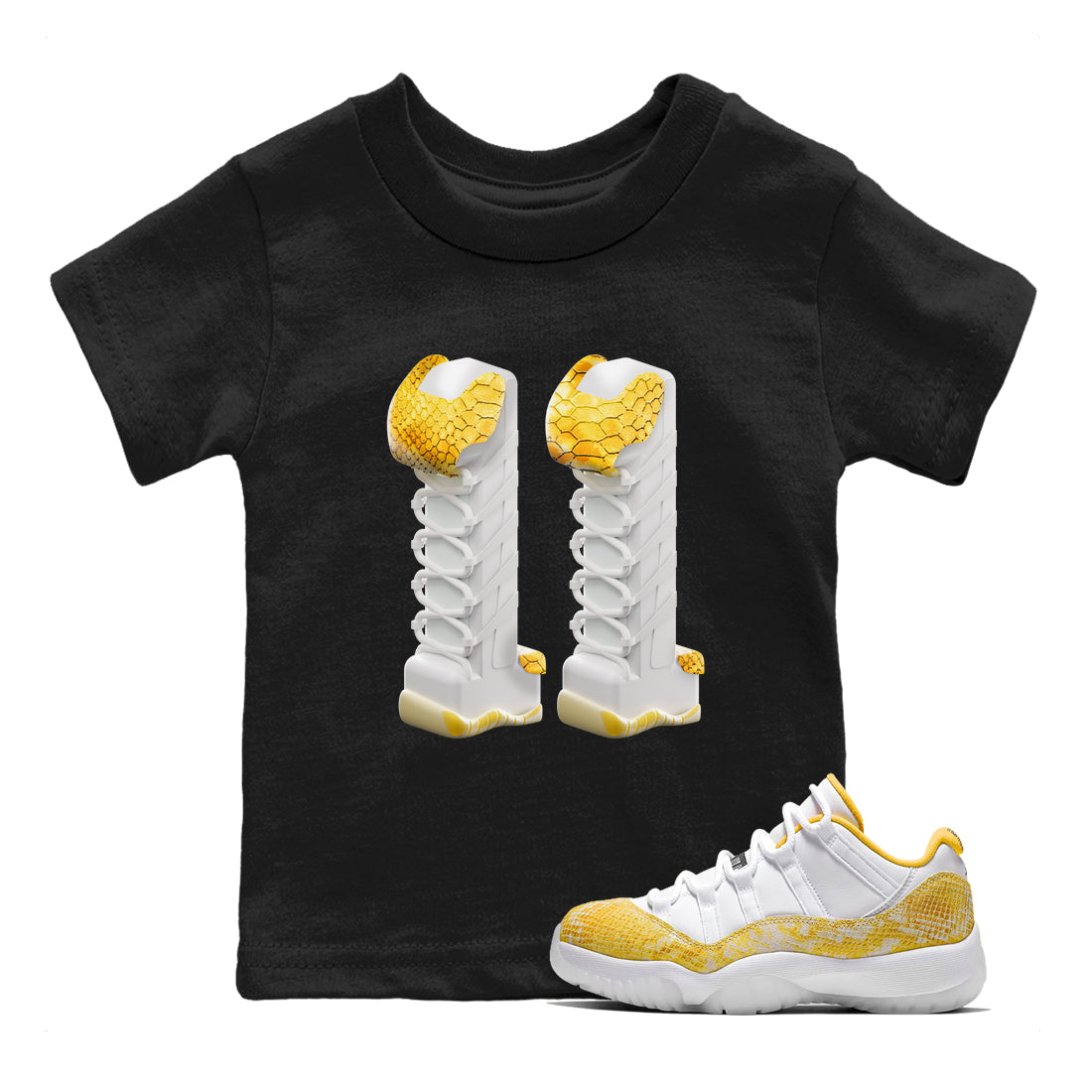 3D Number 11 Kids Tops - Air Jordan 11 Yellow Python