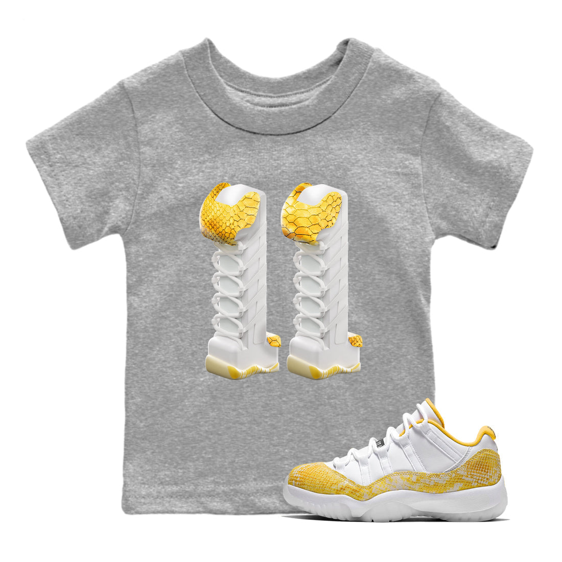 3D Number 11 Kids Tops - Air Jordan 11 Yellow Python