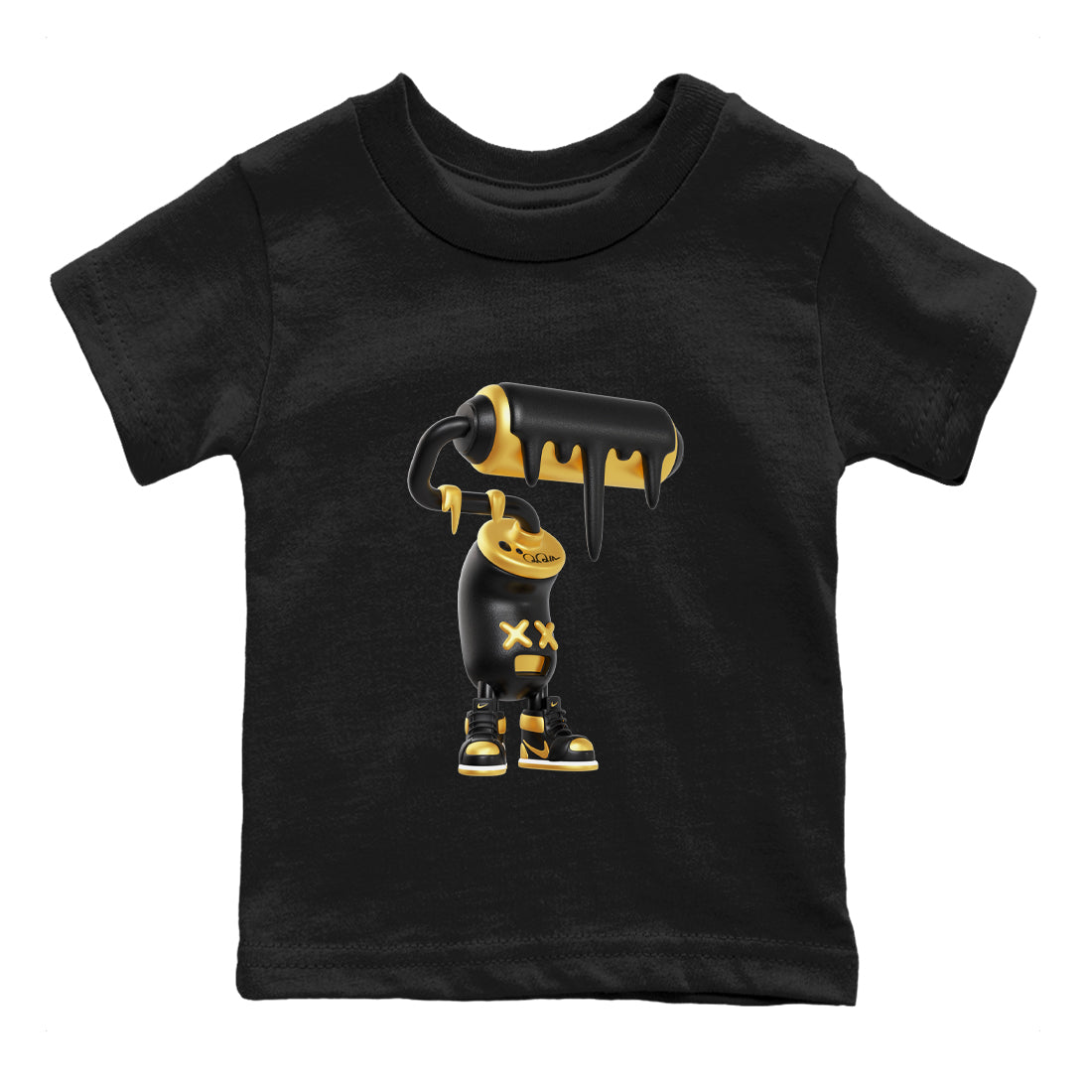 3D Paint Roller snkmatch Tees Kids - Air Jordan 1 Black Metallic Gold