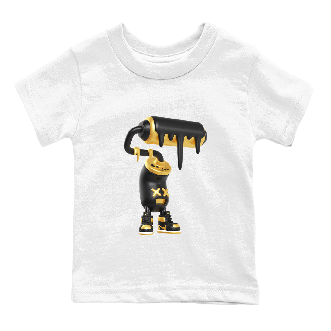 3D Paint Roller snkmatch Tees Kids - Air Jordan 1 Black Metallic Gold