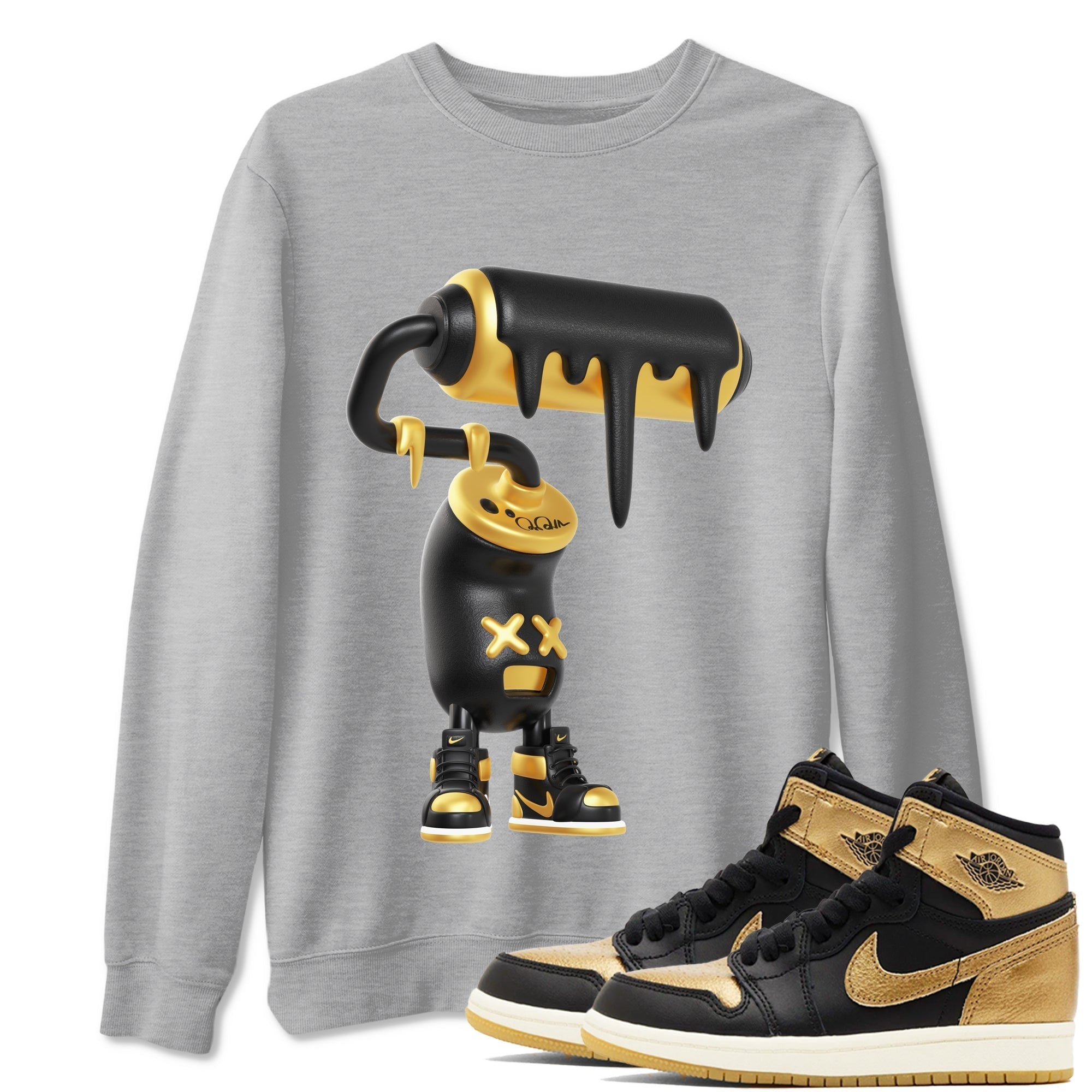 3D Paint Roller snkmatch Tees - Air Jordan 1 Black Metallic Gold