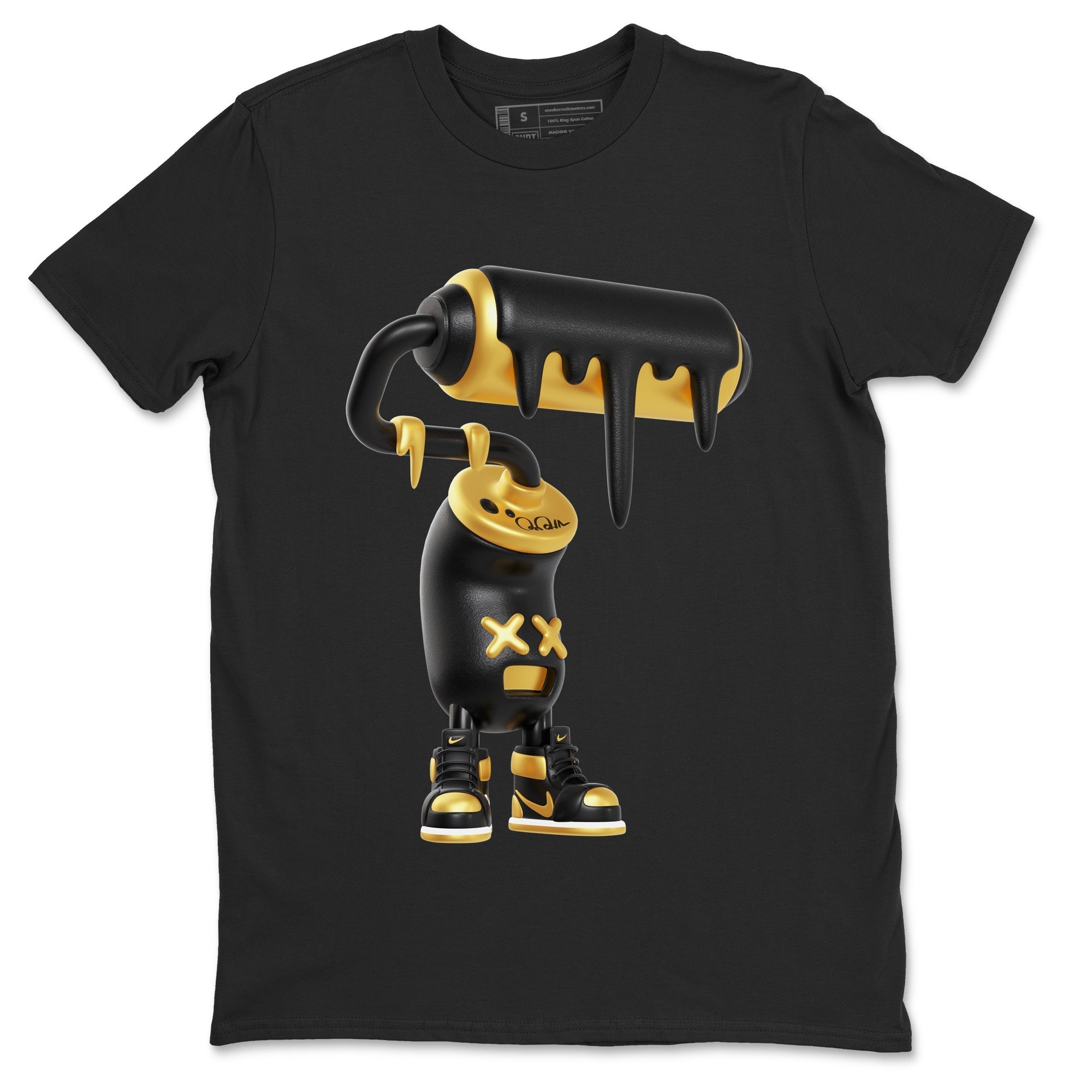 3D Paint Roller snkmatch Tees - Air Jordan 1 Black Metallic Gold
