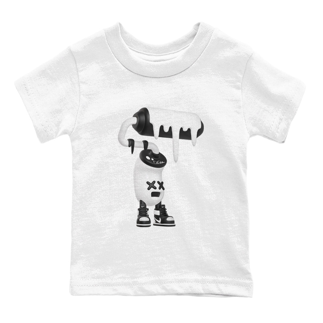 3D Paint Roller snkmatch Tees Kids - Air Jordan 1 Black White