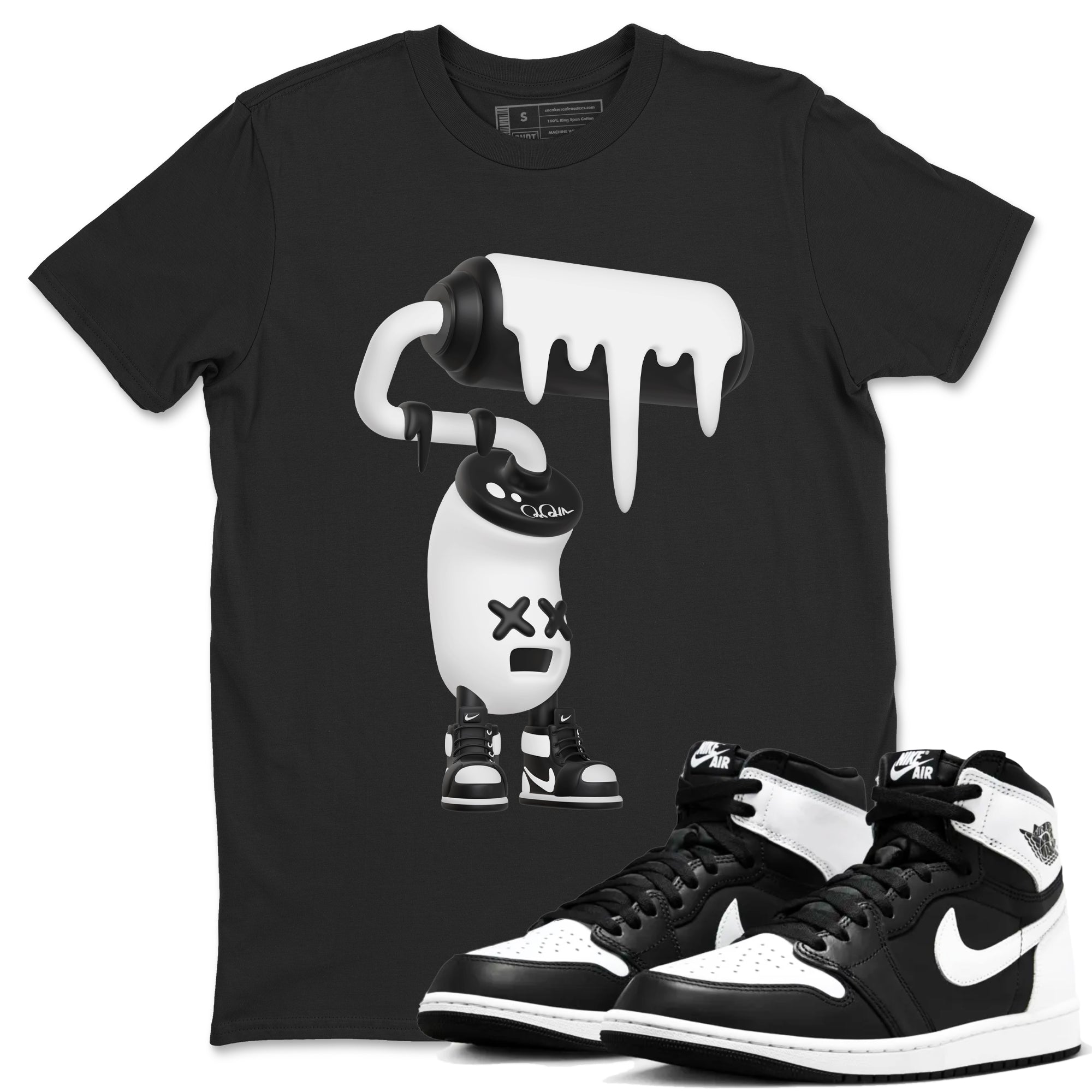 3D Paint Roller snkmatch Tees - Air Jordan 1 Black White