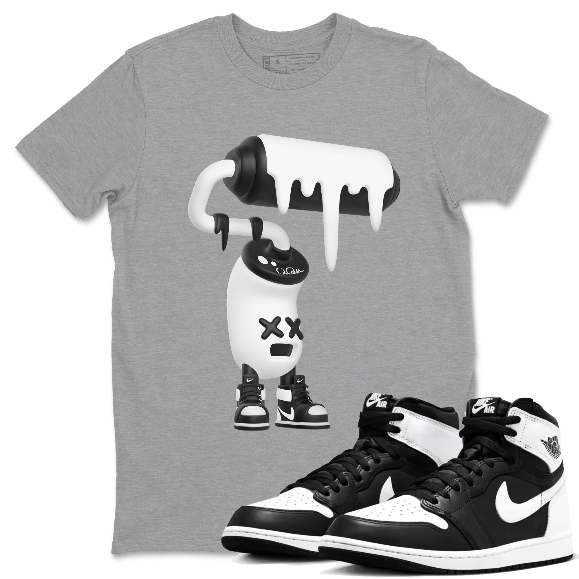 3D Paint Roller snkmatch Tees - Air Jordan 1 Black White