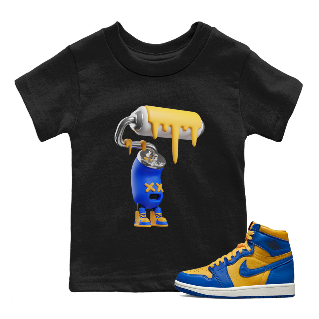 3D Paint Roller Kids Tops - Air Jordan 1 Game Royal Varsity Maize