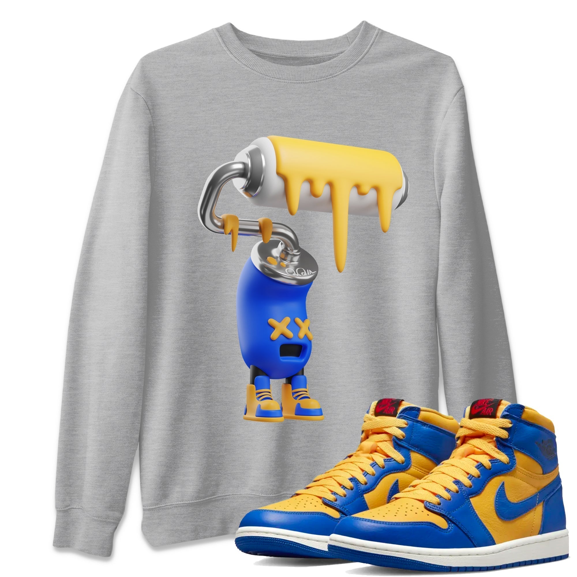 3D Paint Roller Unisex Tops - Air Jordan 1 Game Royal Varsity Maize