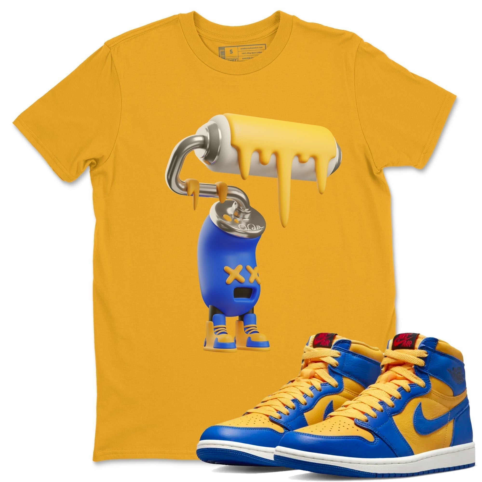 3D Paint Roller Unisex Tops - Air Jordan 1 Game Royal Varsity Maize